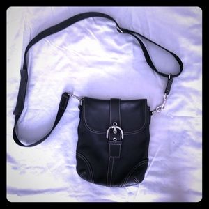 Coach Black Leather Cross Body Satchel.